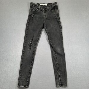 Signature Levi Strauss Jeans Girls 12 Black Denim Super Skinny Distressed Y2K